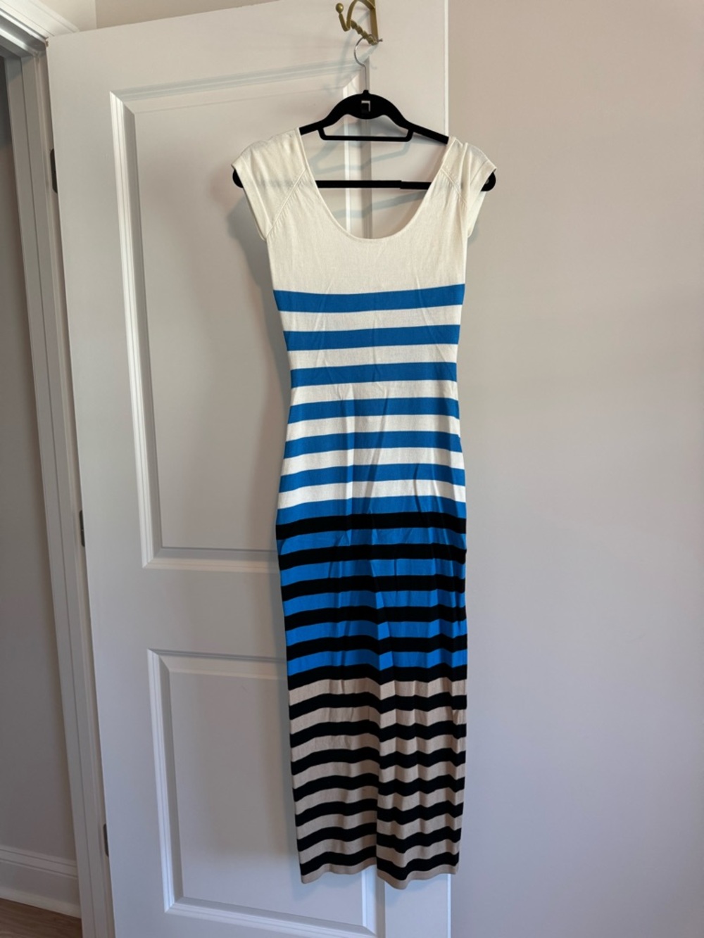 ARDEN B. Striped Scoop Neck Maxi Dress, White, Blue, Black, Tan - XS, NWT - Picture 5 of 9